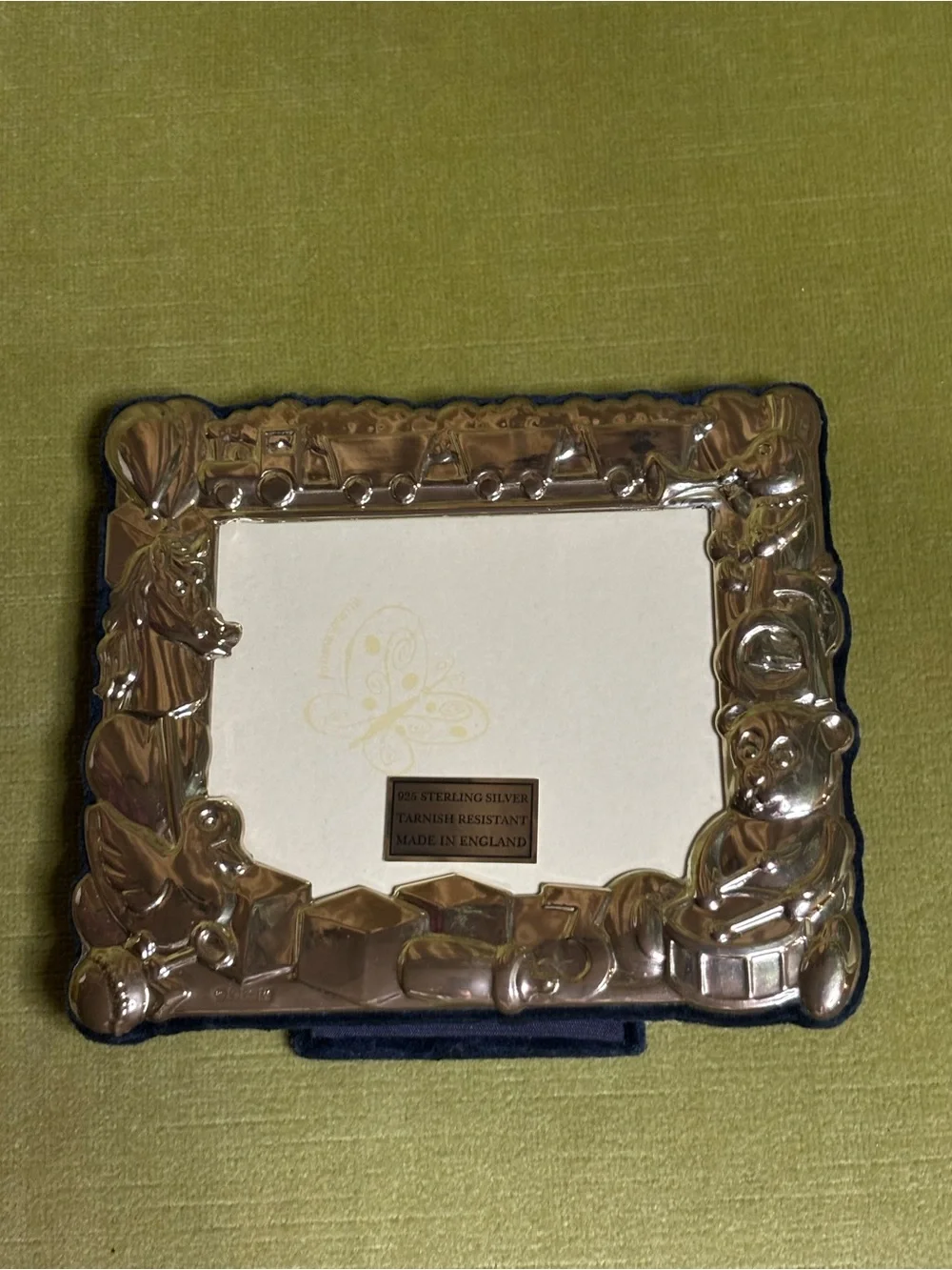 New Carrs Sterling Silver Teddy Toy Box Kids Picture Frame England 5.5